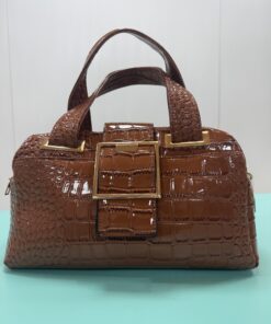 Bolso marrón efecto cocodrilo
