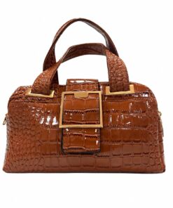 Bolso marrón efecto cocodrilo