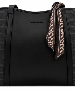 Bolso shopper negro efecto cocodrilo