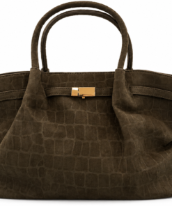 Bolso chopper marrón chocolate efecto cocodrilo