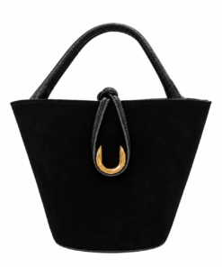 Bolso de mano piel de ante negro