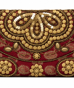 Bolso burdeos bordado con pedrería