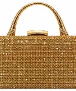 Bolso de fiesta dorado con pedrería