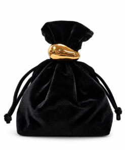 Bolso de mano estilo bombonera de terciopelo negro