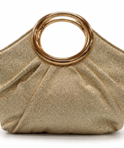 Bolso de mano dorado con purpurina